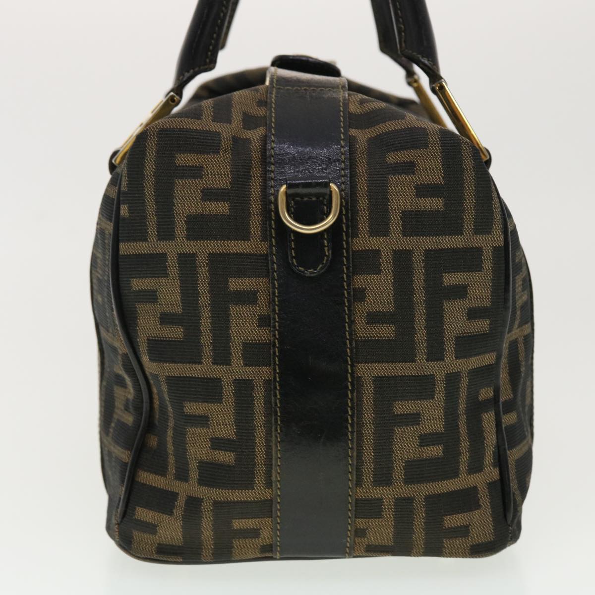 FENDI Zucca Canvas Hand Bag Black Brown 40339