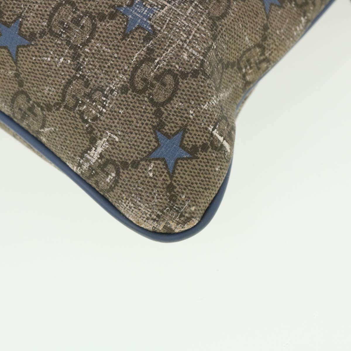 GUCCI GG Implementation Shoulder Bag PVC Leather Beige Blue 295257 40344