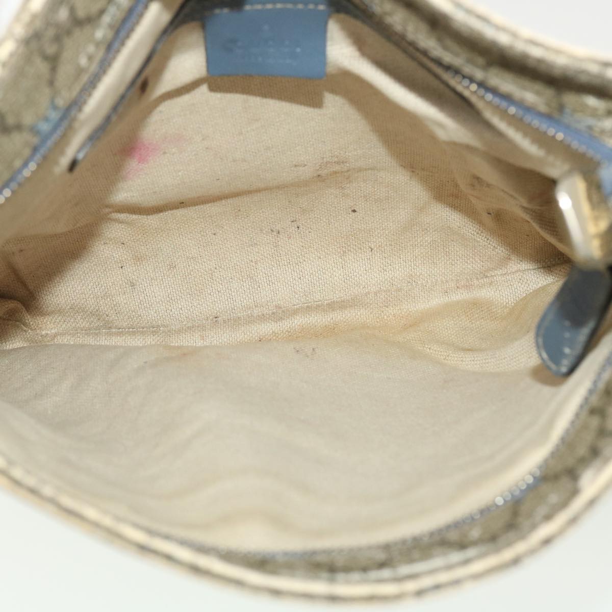 GUCCI GG Implementation Shoulder Bag PVC Leather Beige Blue 295257 40344