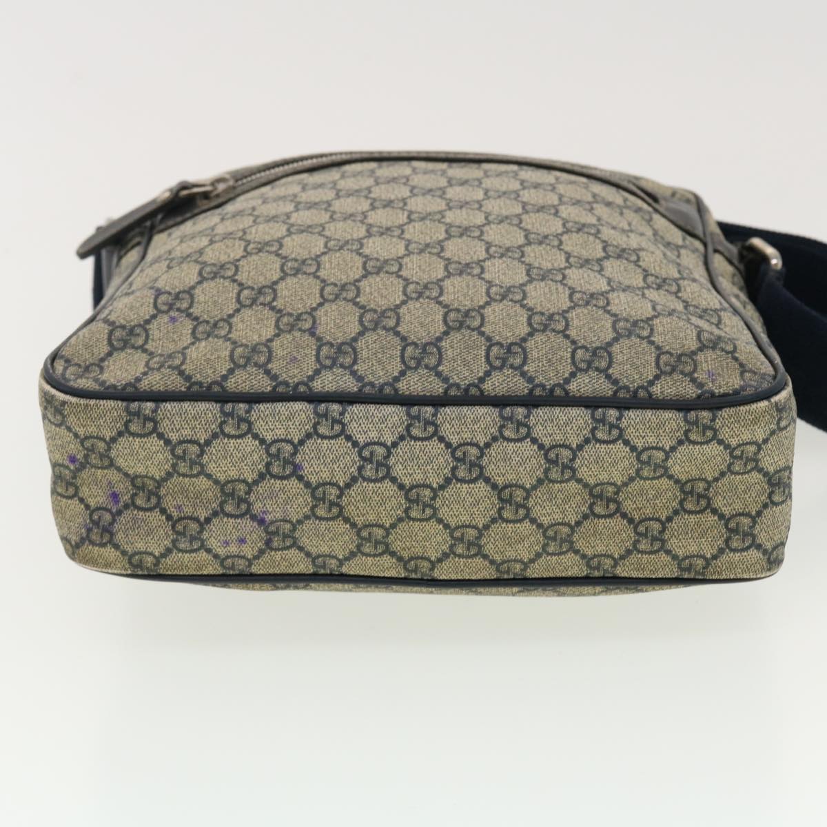 GUCCI GG Canvas Shoulder Bag PVC Leather Navy Beige 201448 40369