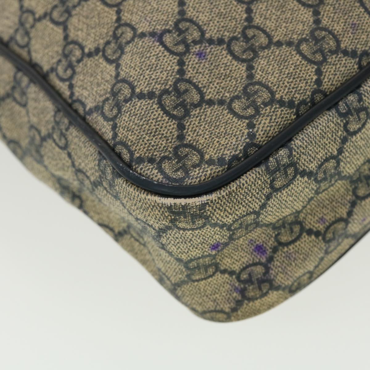 GUCCI GG Canvas Shoulder Bag PVC Leather Navy Beige 201448 40369