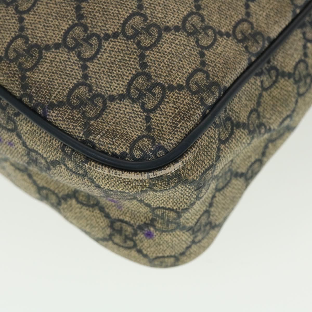 GUCCI GG Canvas Shoulder Bag PVC Leather Navy Beige 201448 40369