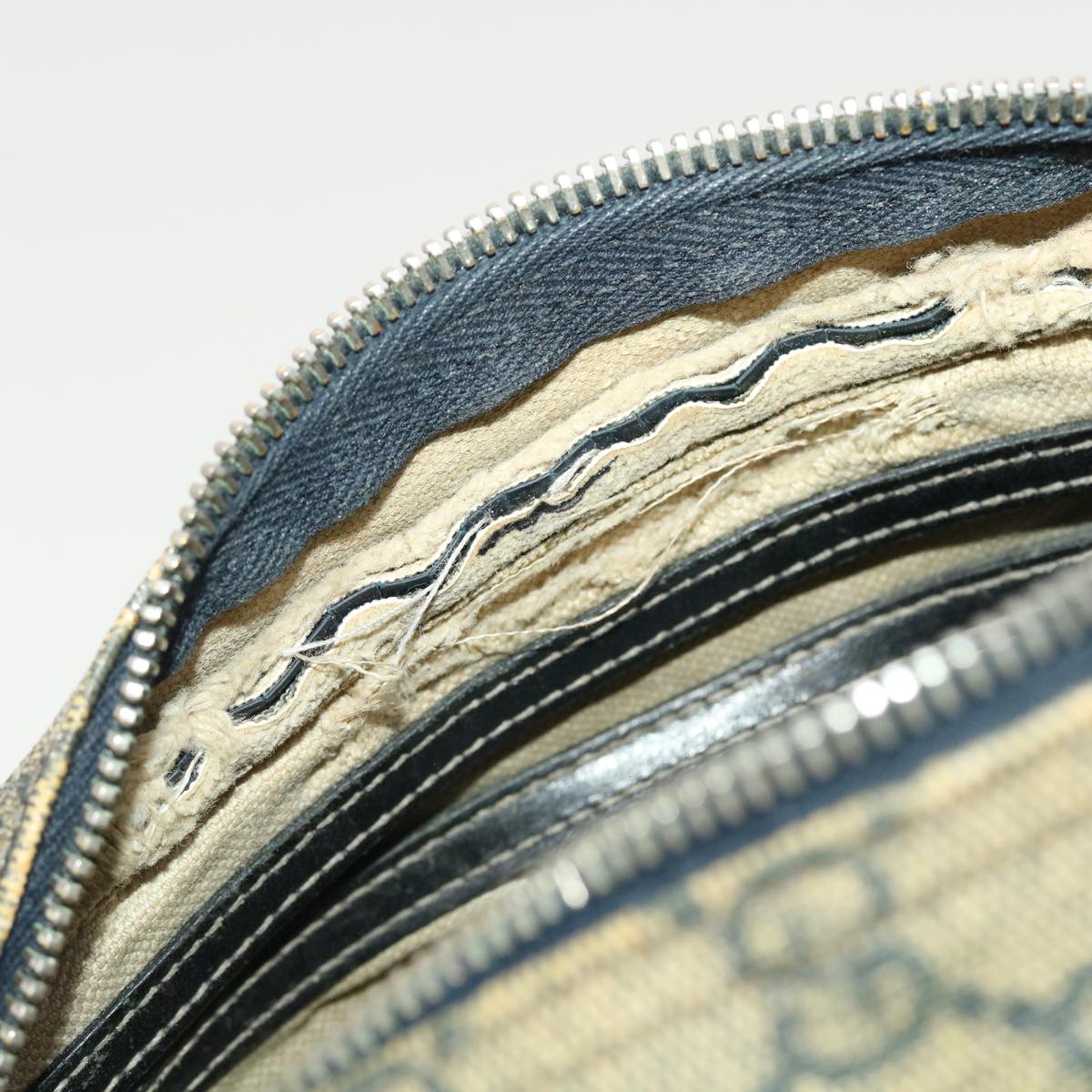 GUCCI GG Canvas Shoulder Bag PVC Leather Navy Beige 201448 40369