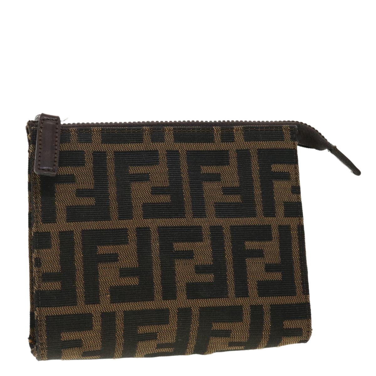 FENDI Zucca Canvas Pouch Black Brown 40374