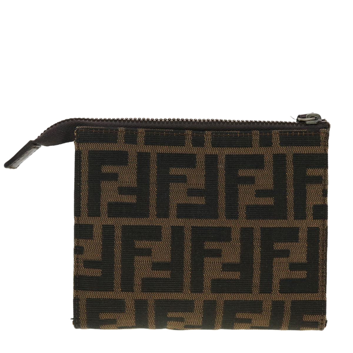 FENDI Zucca Canvas Pouch Black Brown 40374