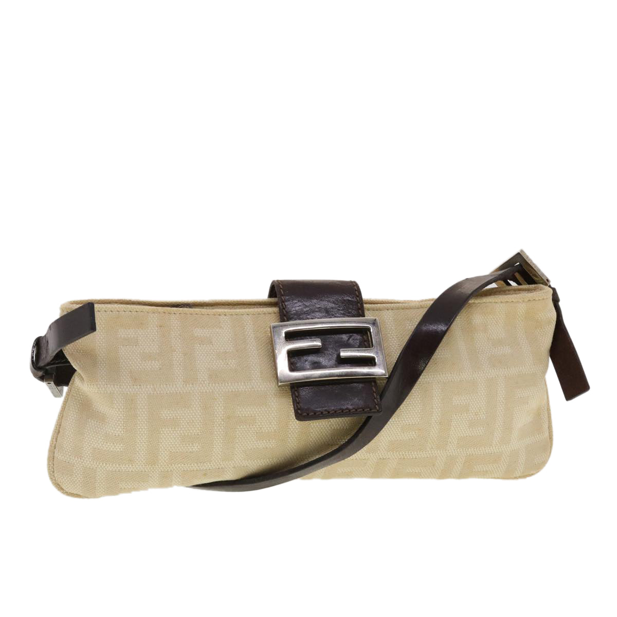 FENDI Zucca Canvas Shoulder Bag Beige 40376