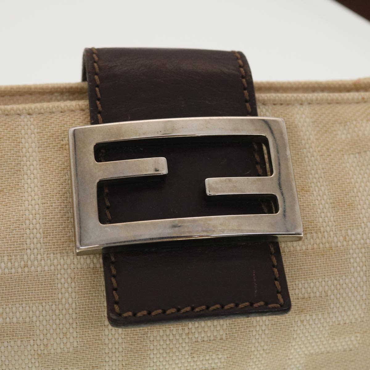 FENDI Zucca Canvas Shoulder Bag Beige 40376