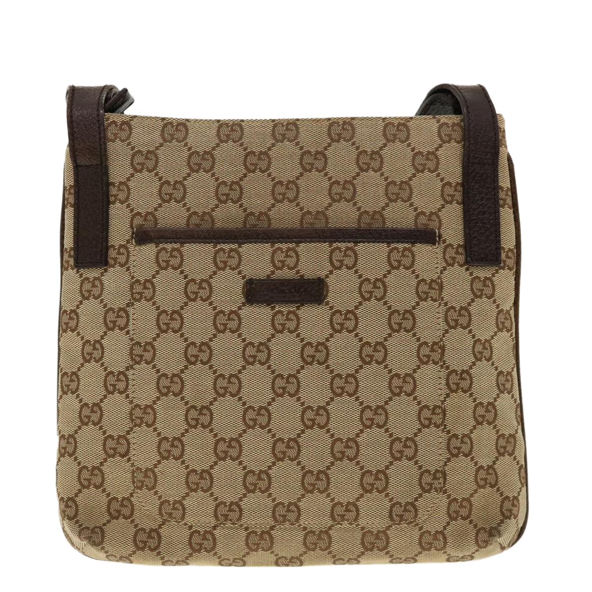 GUCCI GG Canvas Shoulder Bag Beige Dark Brown 122793 40529
