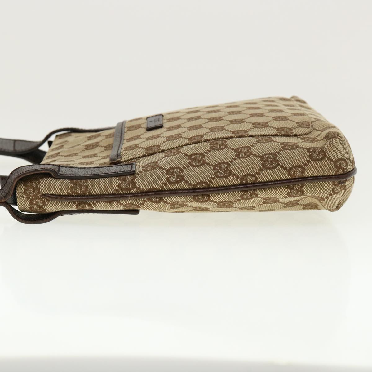 GUCCI GG Canvas Shoulder Bag Beige Dark Brown 122793 40529