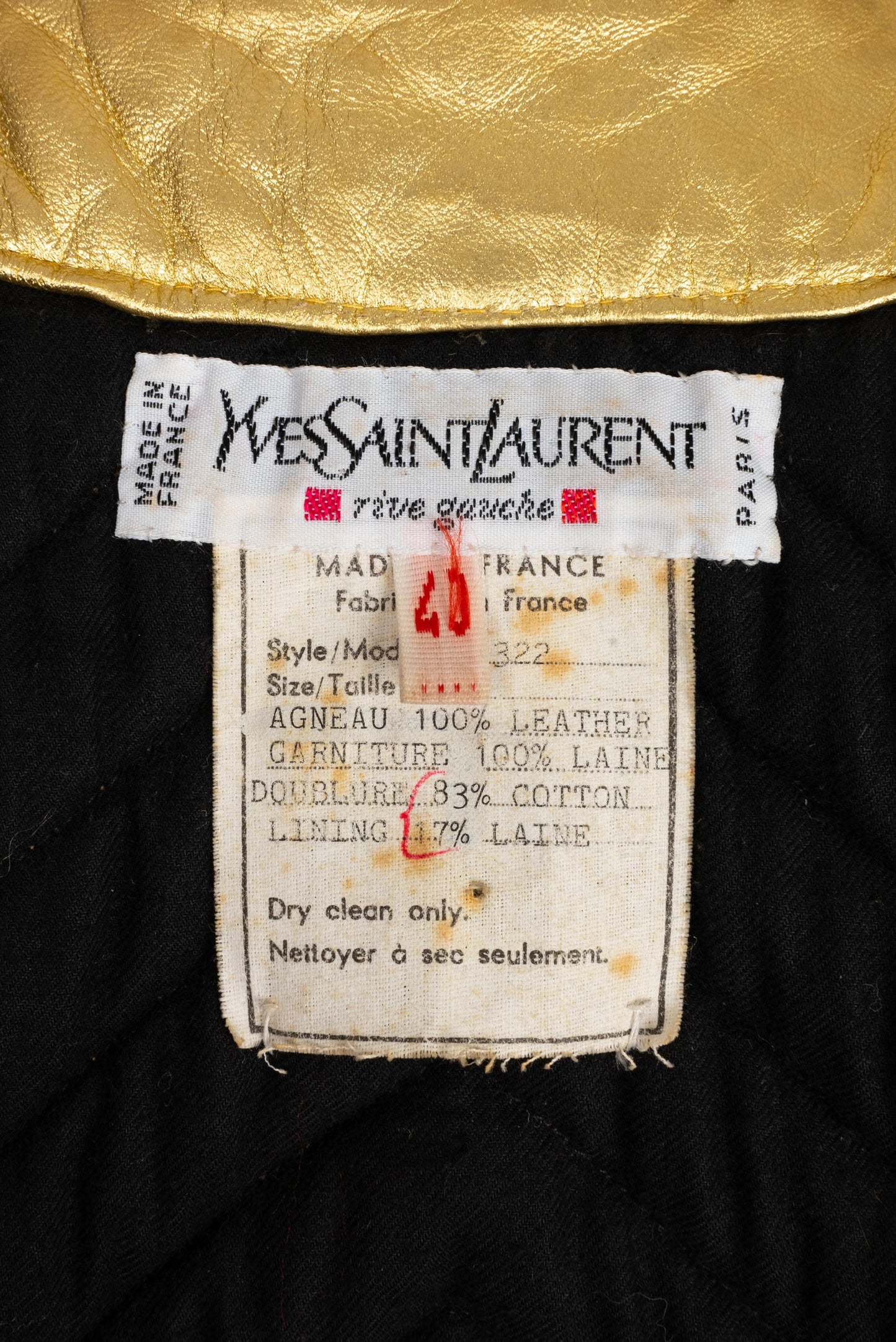 Veste en cuir dorÃƒÆ’Ã‚Â© Yves Saint Laurent