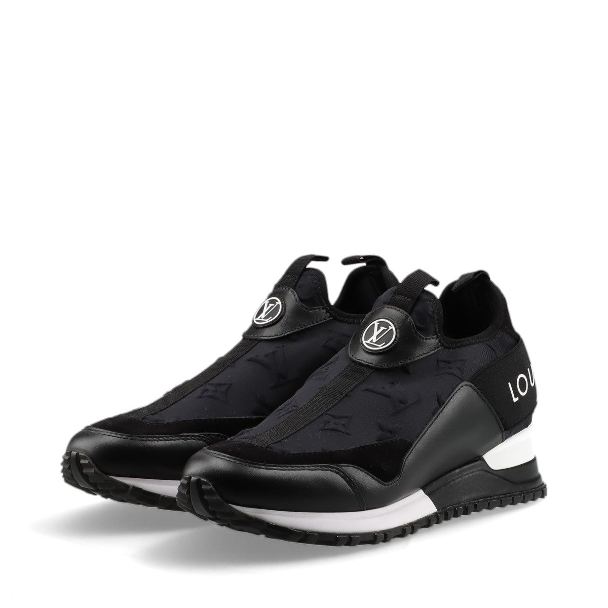 Louis Vuitton Runway Line Leather  Fabric Trainers 34.5  Black Ã— White Monogram LV Circle Logo Box  Bag