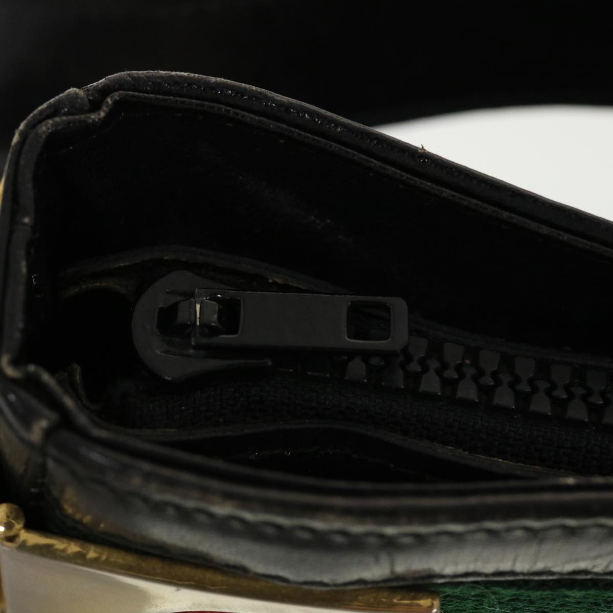 GUCCI Web Sherry Line Shoulder Bag Leather Black Red Green 41258