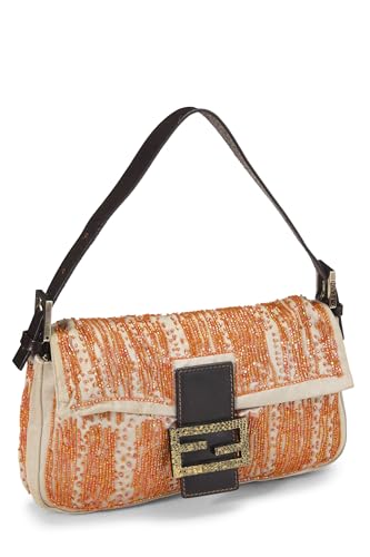 Fendi,  Orange Beaded Satin Baguette, Orange