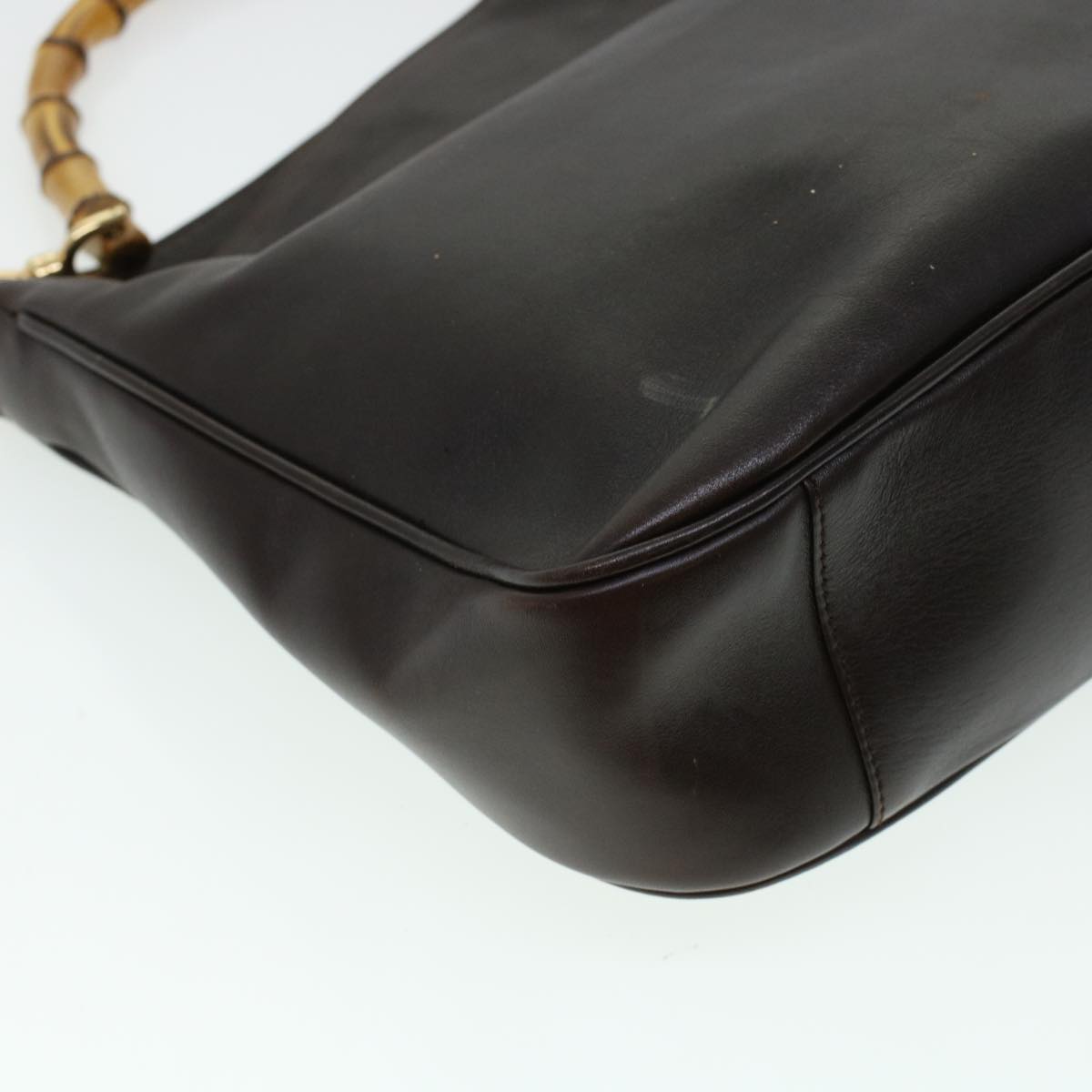 GUCCI Bamboo Hand Bag Leather Brown 0011638 41342