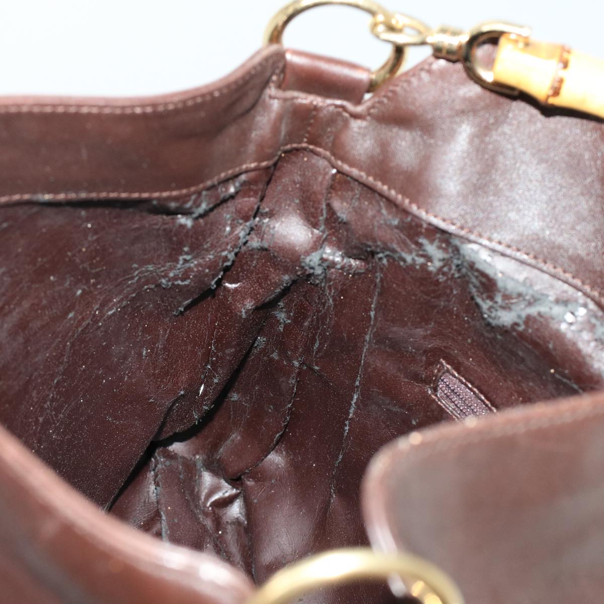 GUCCI Bamboo Hand Bag Leather Brown 0011638 41342