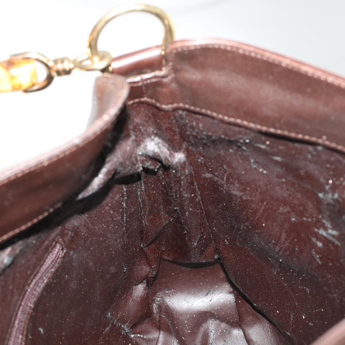 GUCCI Bamboo Hand Bag Leather Brown 0011638 41342