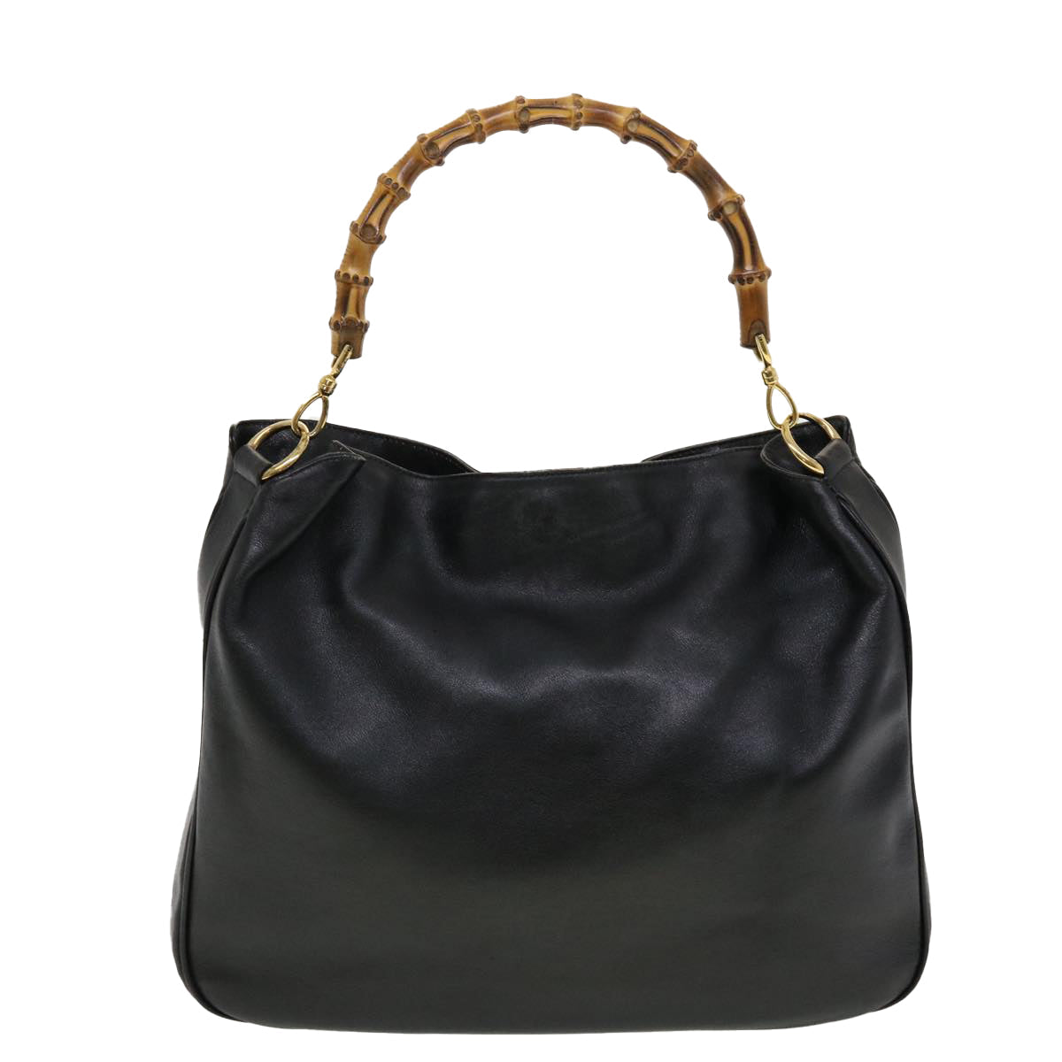 GUCCI Bamboo Hand Bag Leather 2way Black 0011577 41343