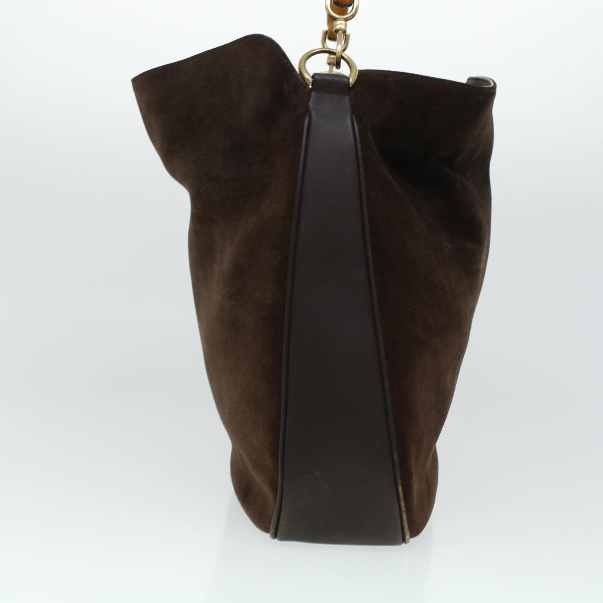 GUCCI Bamboo Hand Bag Suede 2way Brown 001.3444.1577 41364