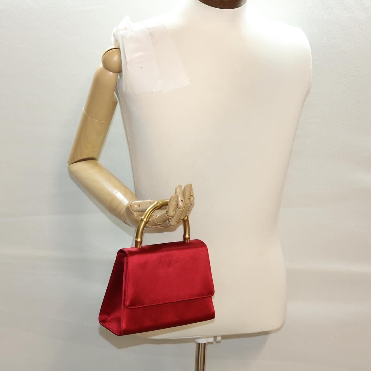 GUCCI Bamboo Hand Bag Satin Red 005 781 0265 41378