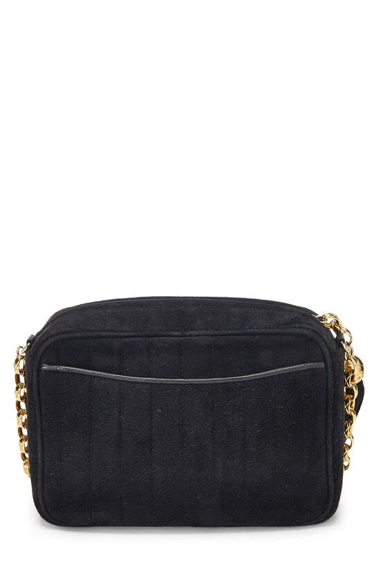 CHANEL,  Black Vertical Suede Pocket Camera Bag Mini, Black
