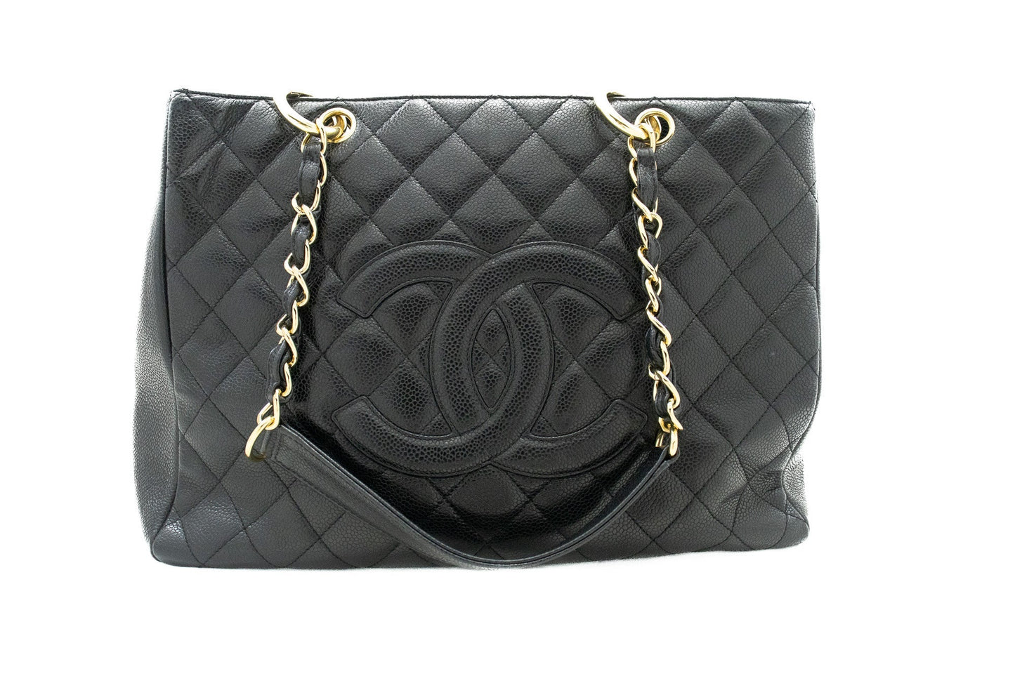 CHANEL Caviar GST 13" Grand Shopping Tote Chain Shoulder Bag Black j25