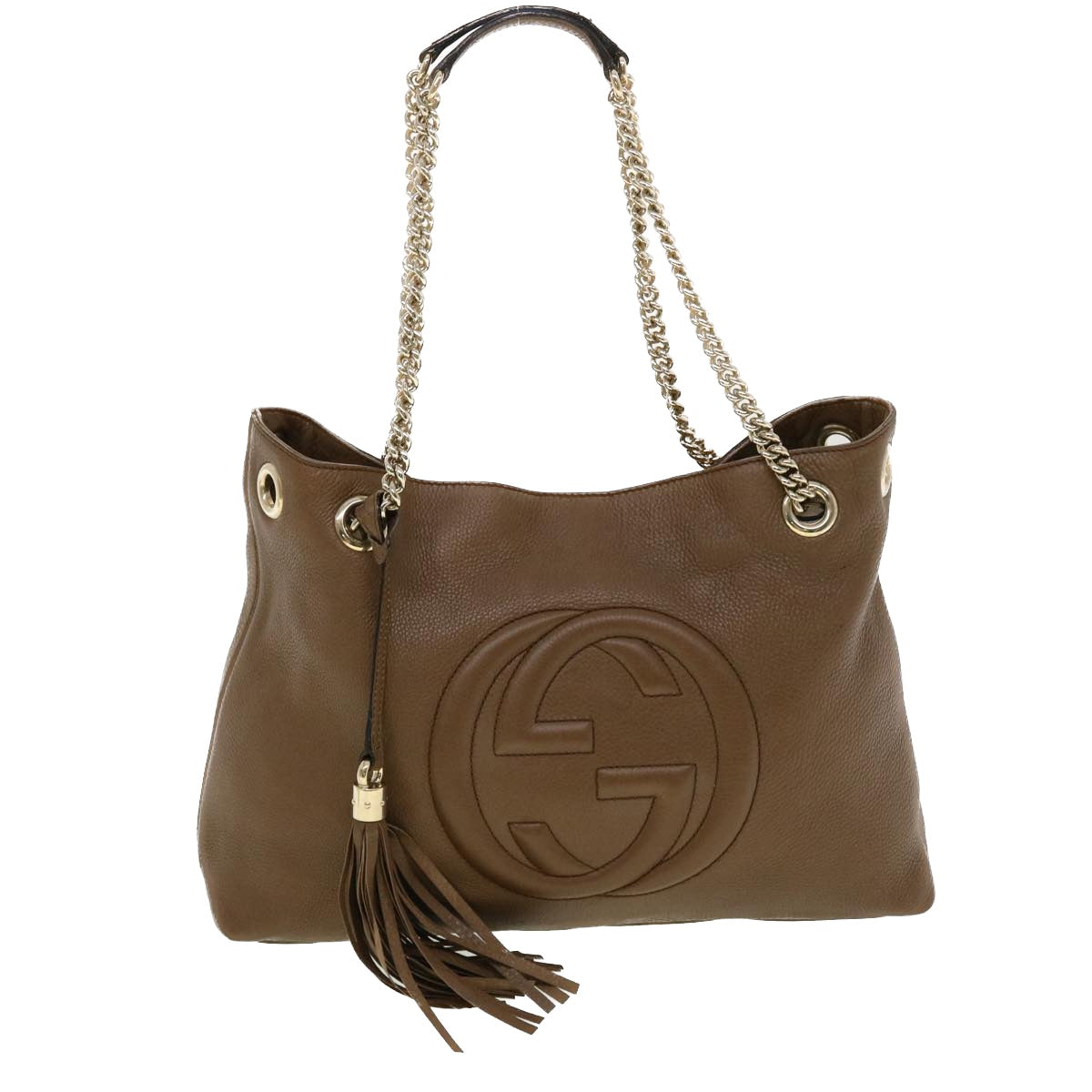 GUCCI Chain Soho Shoulder Bag Leather Brown 308982 41958