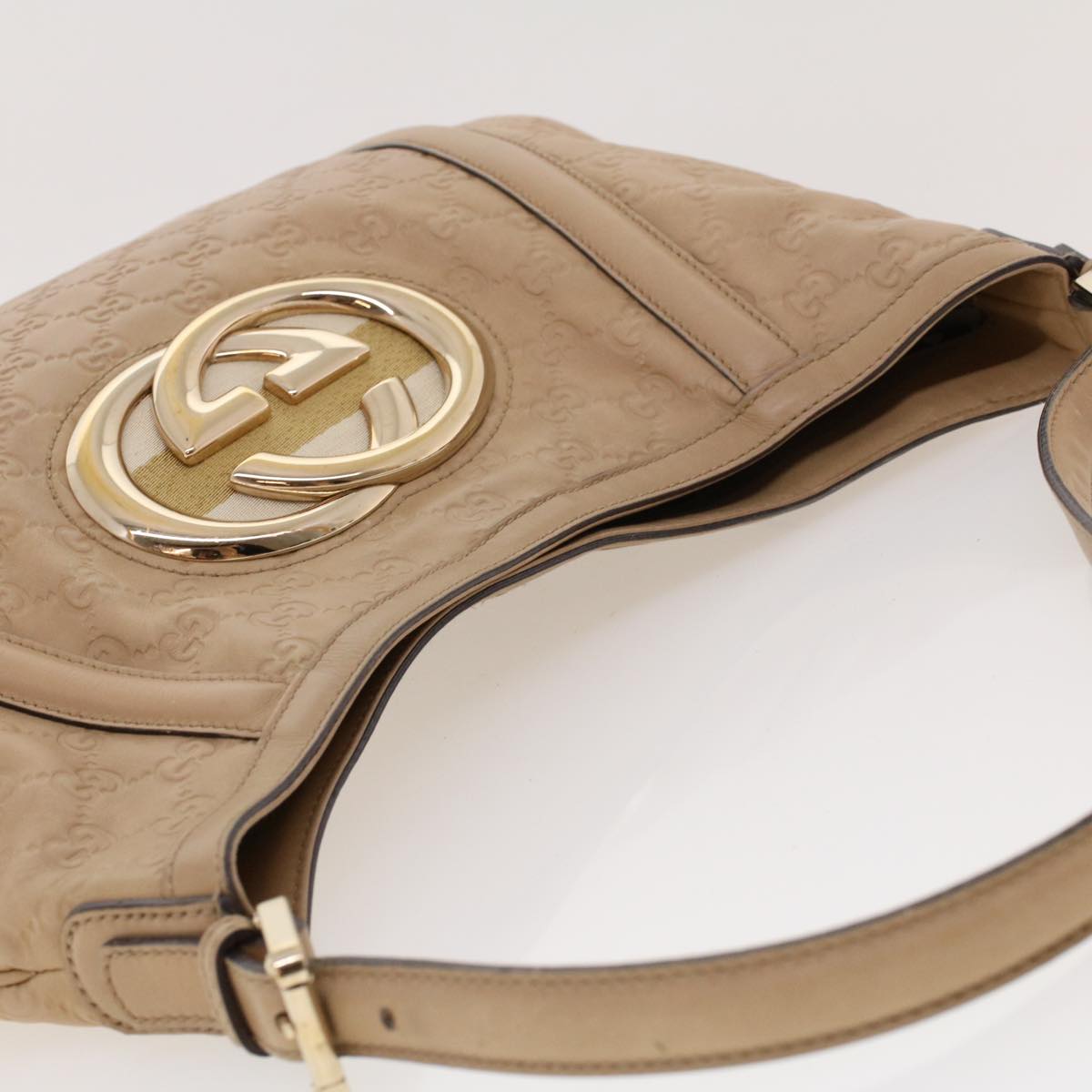 GUCCI GG Canvas Guccissima Shoulder Bag Beige 162740 41962