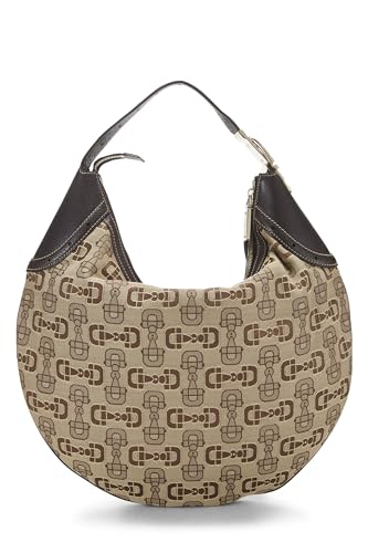 Gucci,  Brown Horsebit Canvas Hobo, Brown