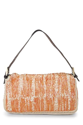 Fendi,  Orange Beaded Satin Baguette, Orange