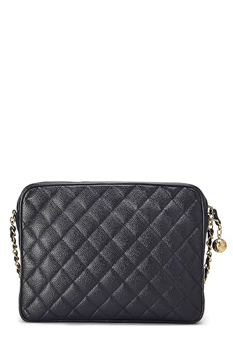 Chanel,  Navy Quilted Caviar Pocket Camera Bag Large, Navy