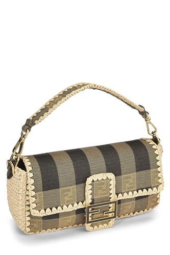 Fendi,  Brown Pequin Canvas Convertible Baguette Medium, Multi