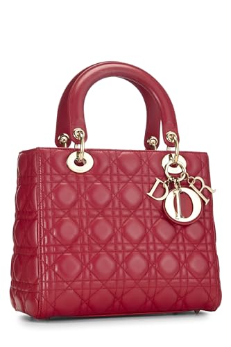Dior,  Red Cannage Quilted Lambskin Lady Dior Medium, Red