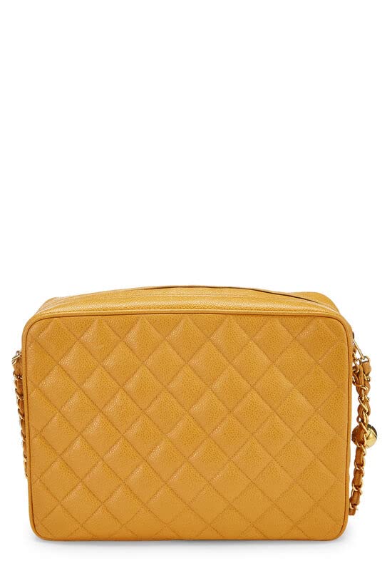 CHANEL,  Yellow Quilted Caviar Pocket Camera Bag Large, Yellow