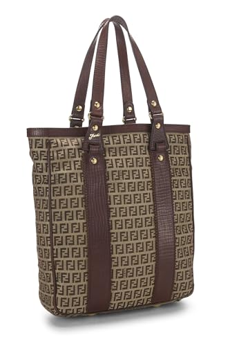 Fendi,  Brown Zucchino Canvas Tote Small, Brown
