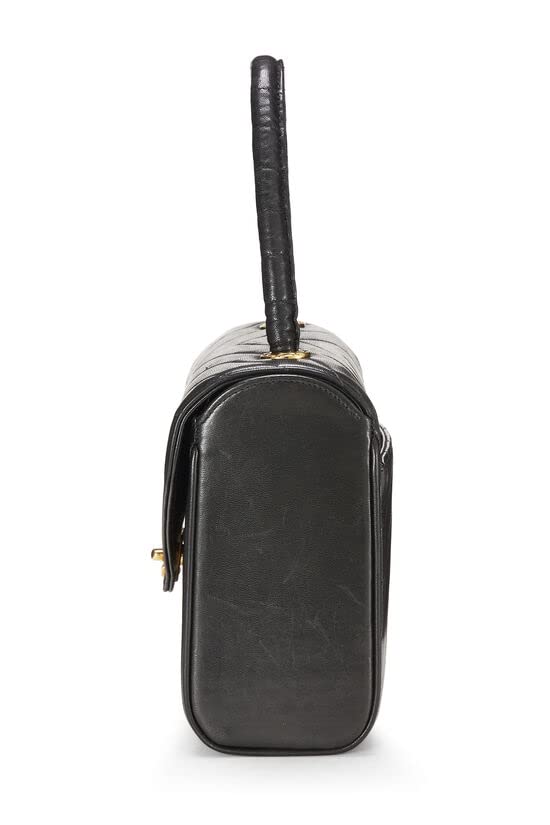 CHANEL,  Black Chevron Lambskin Top Handle Bag, Black