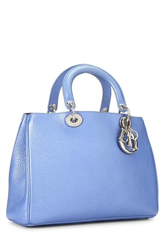 Dior,  Blue Metallic Leather Diorissimo Medium, Blue
