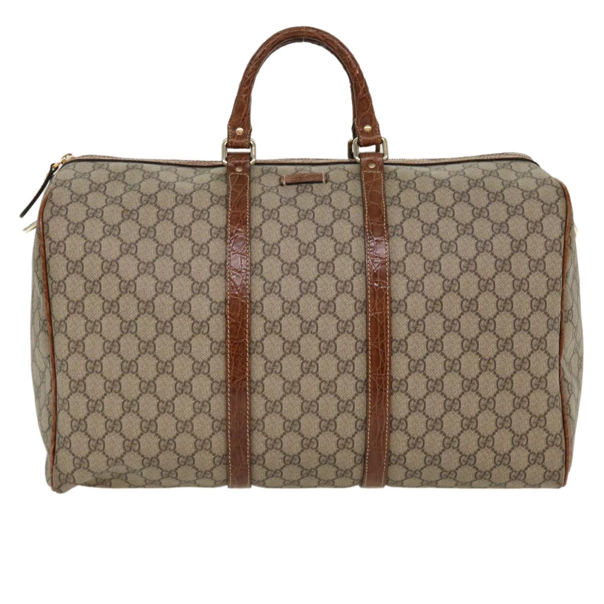 GUCCI GG Canvas Boston Bag PVC Leather Beige 206501 42086