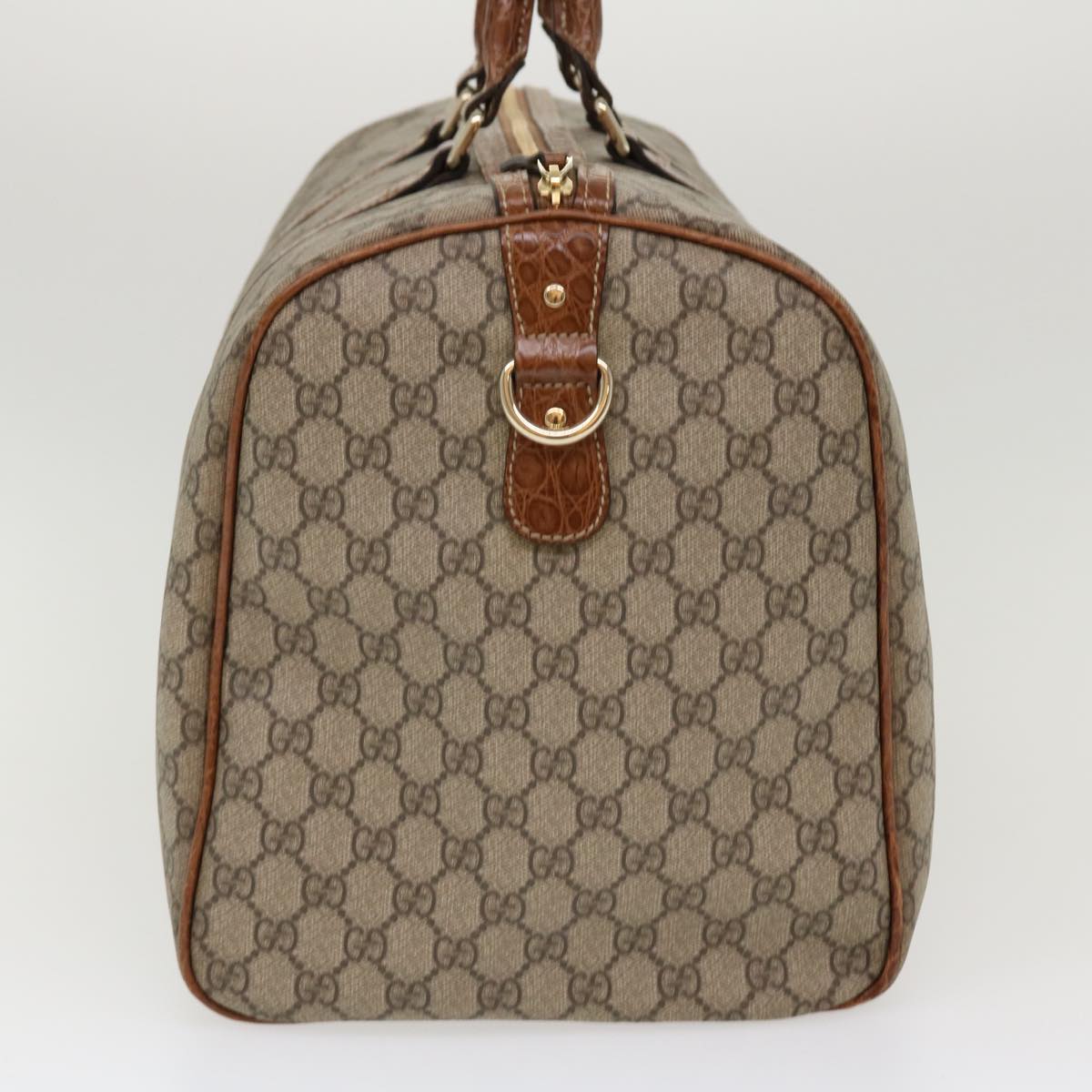 GUCCI GG Canvas Boston Bag PVC Leather Beige 206501 42086