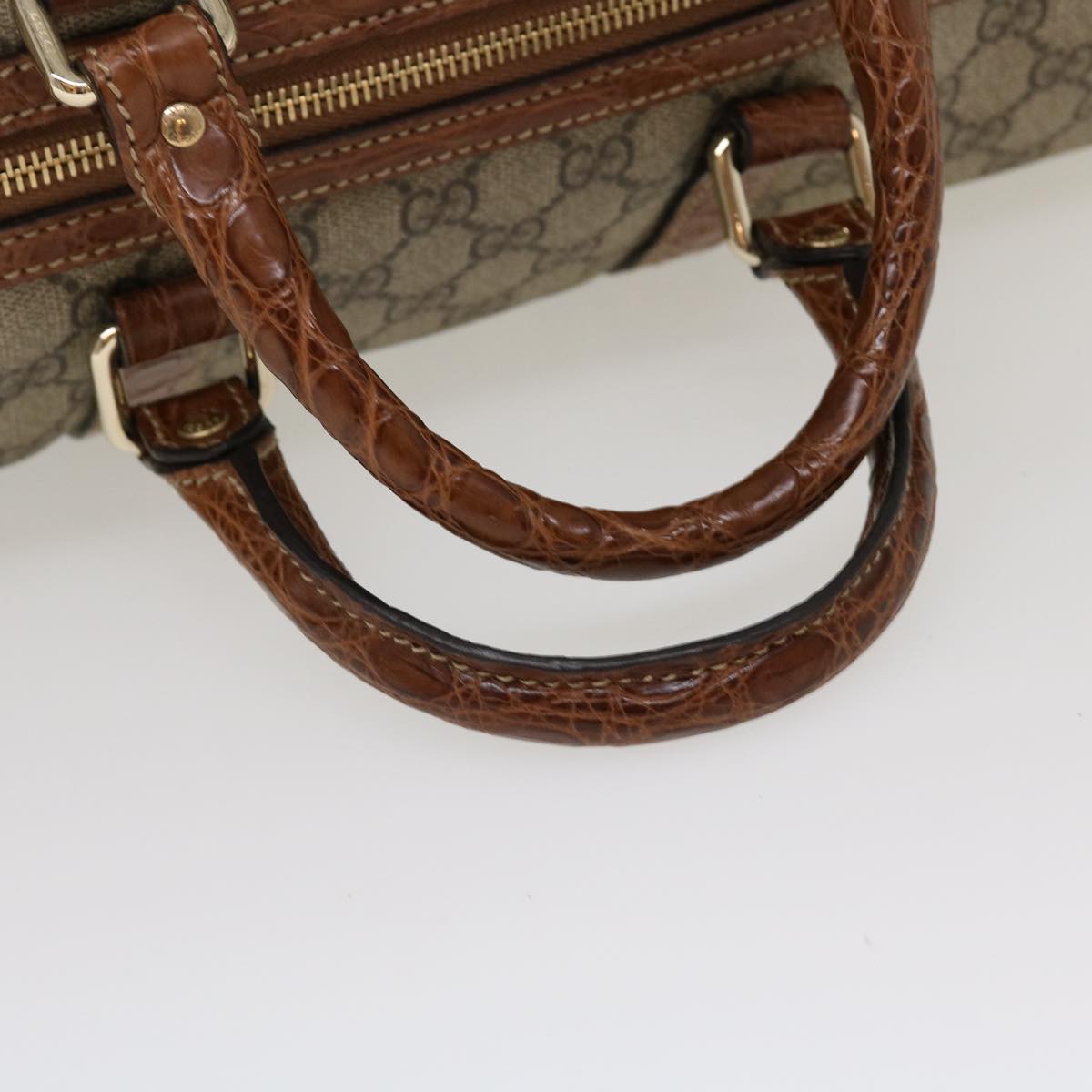 GUCCI GG Canvas Boston Bag PVC Leather Beige 206501 42086