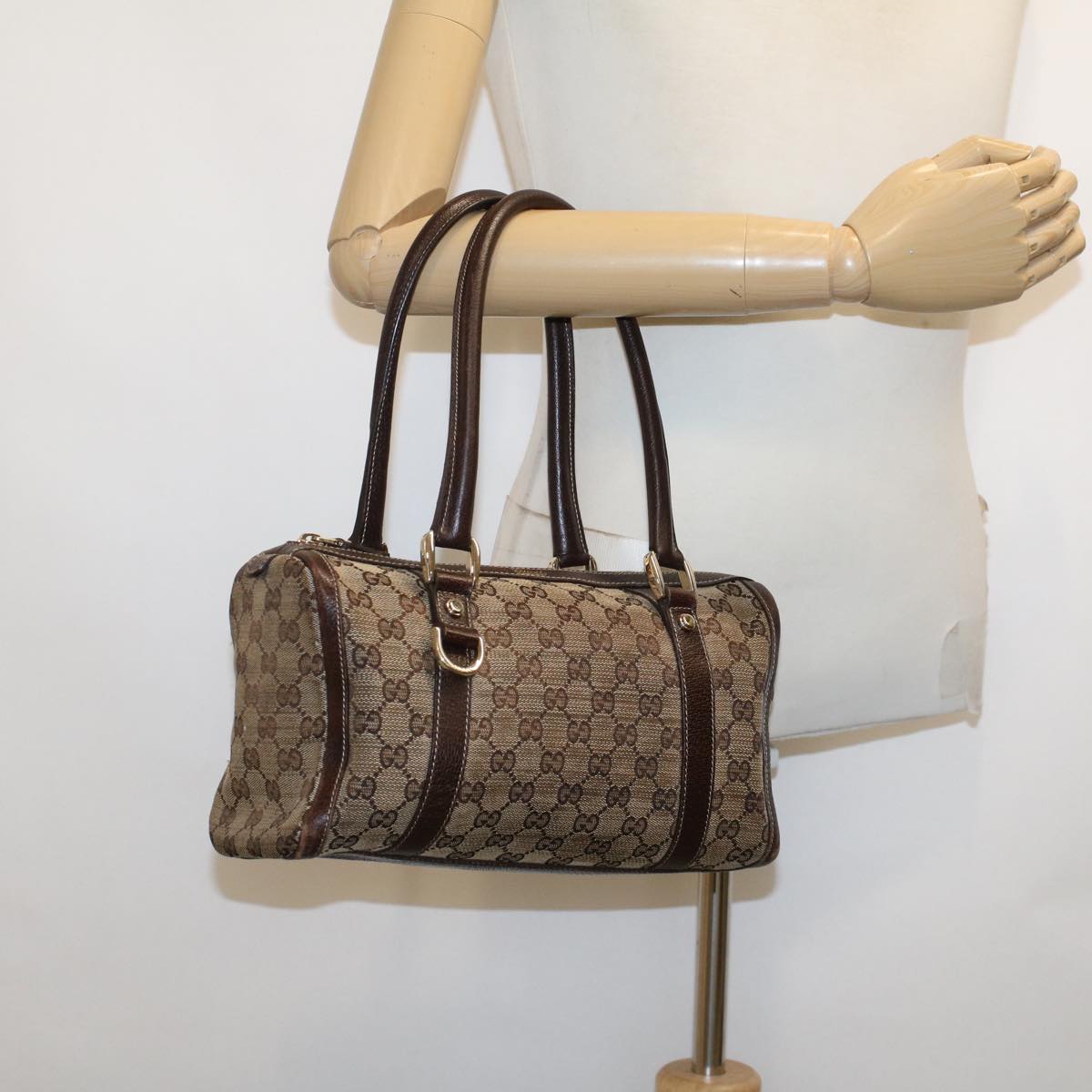 GUCCI GG Canvas Boston Bag Beige 130942 42101