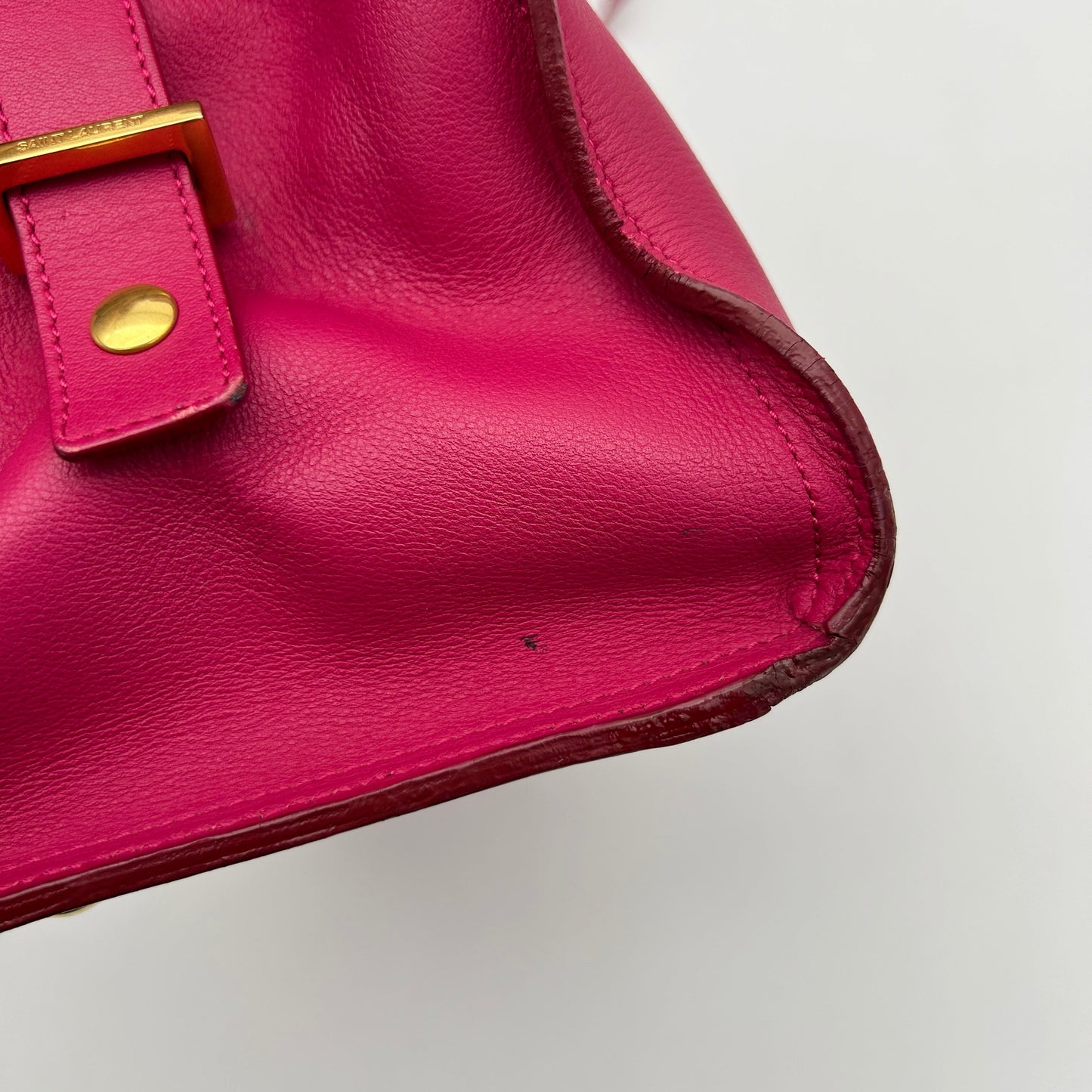 Saint Laurent Fuchsia Calfskin Leather Small Cabas ChYc Bag