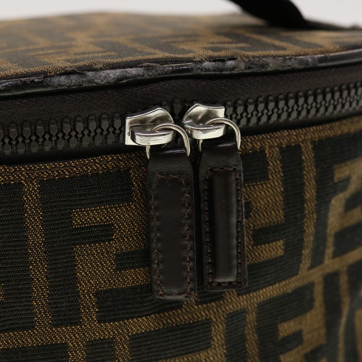FENDI Zucca Canvas Vanity Cosmetic Pouch Black Brown 42334