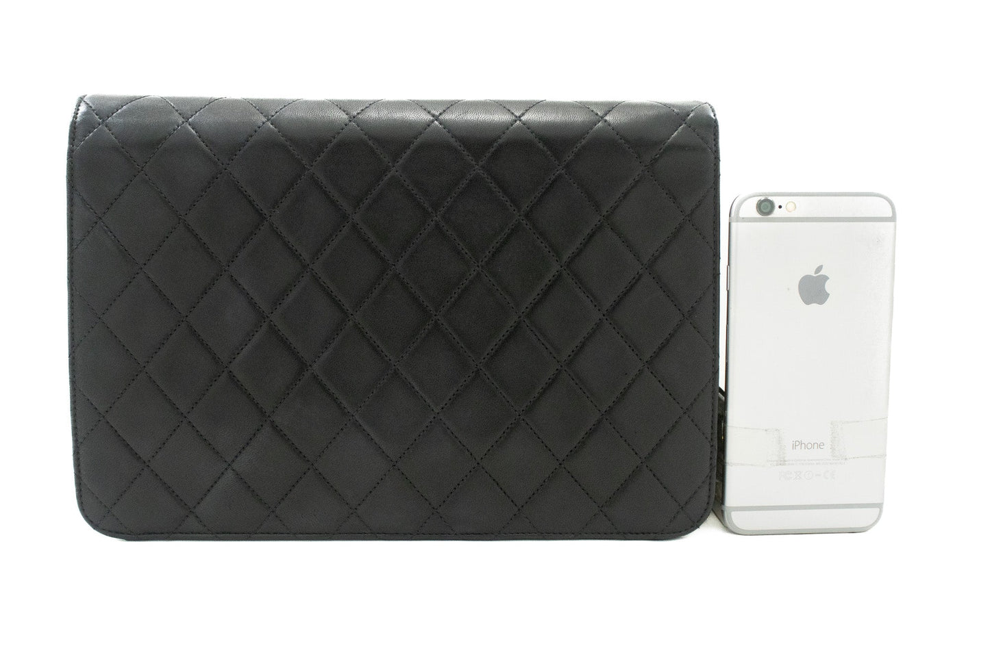 CHANEL Chain Shoulder Bag Clutch Black Quilted Flap Lambskin Purse k13
