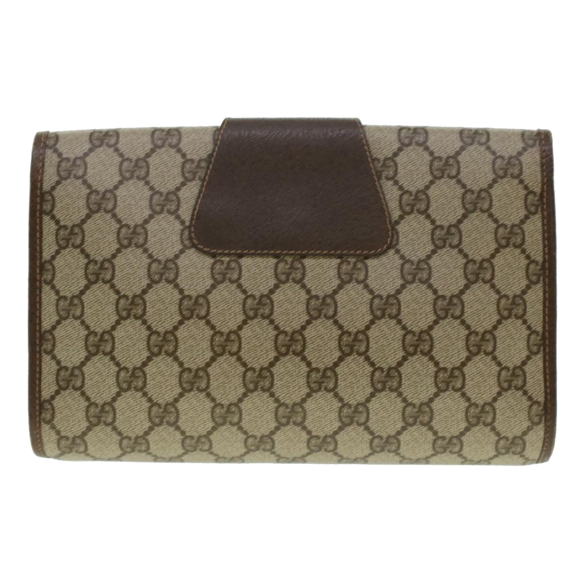 GUCCI GG Canvas Web Sherry Line Clutch Bag PVC Leather Beige Red 42430