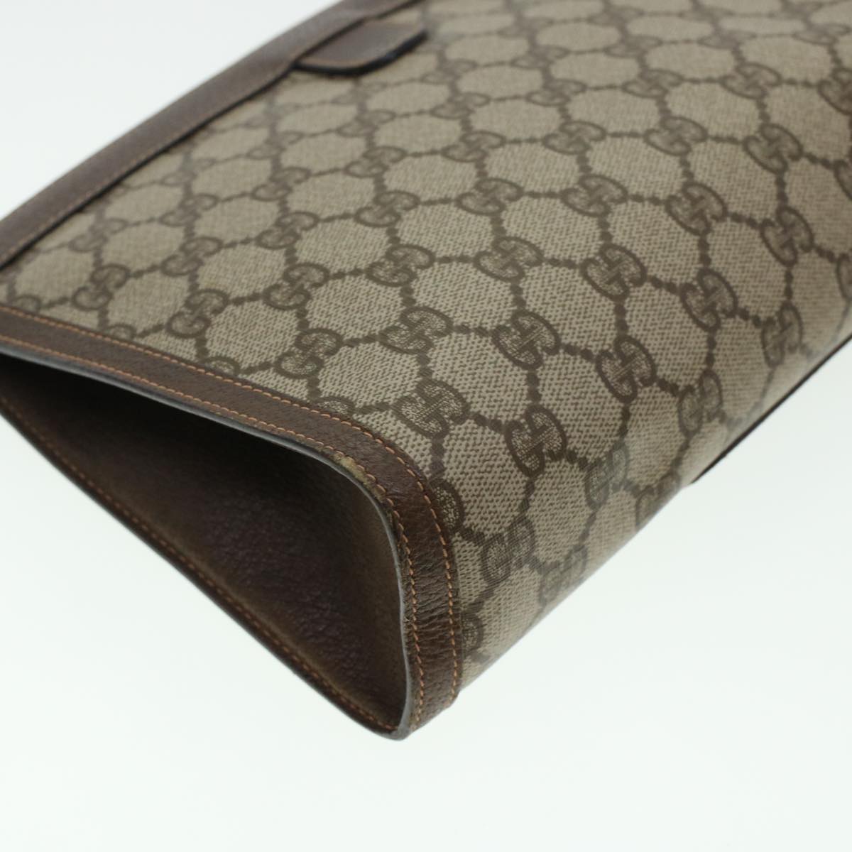 GUCCI GG Canvas Web Sherry Line Clutch Bag PVC Leather Beige Red 42431
