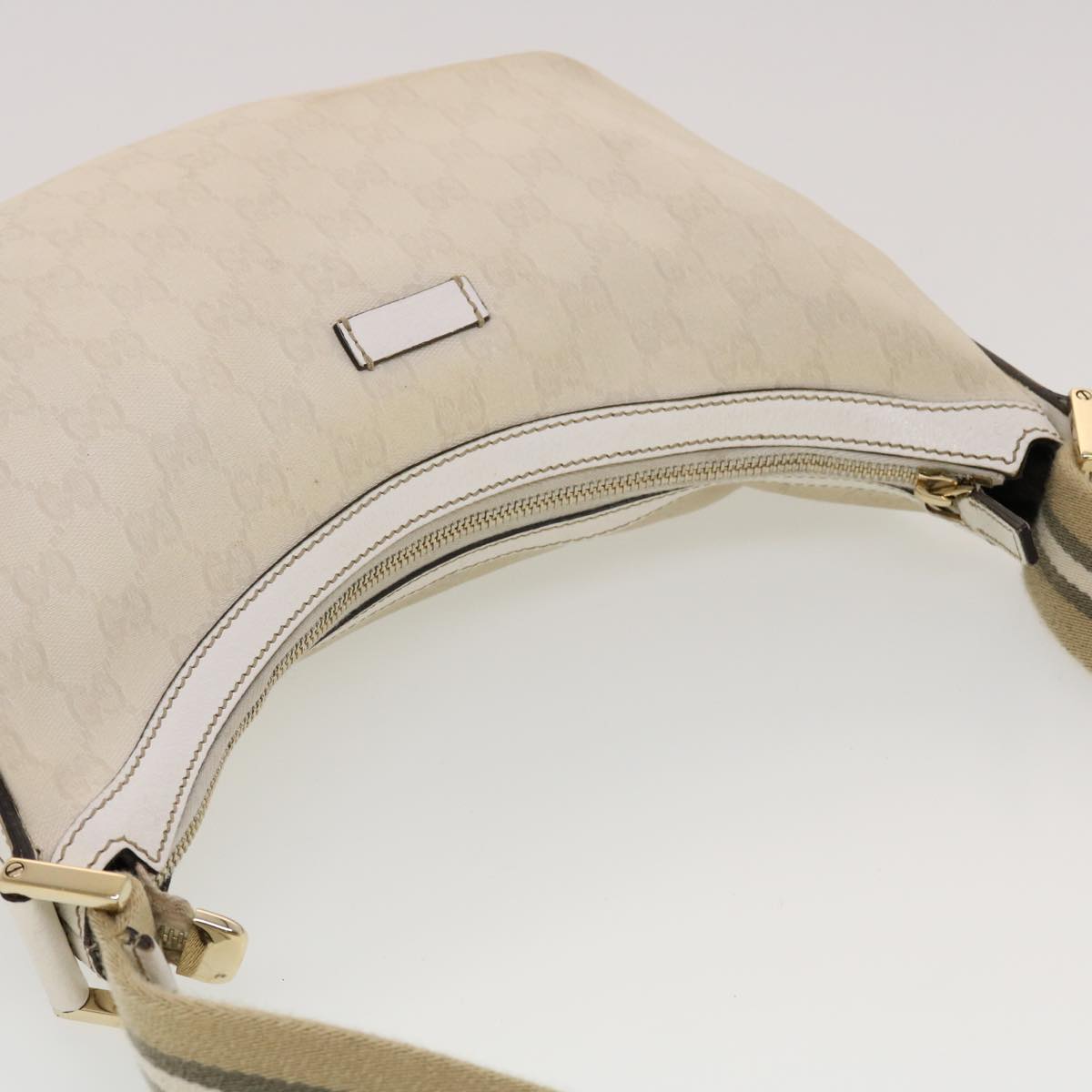 GUCCI GG Canvas Sherry Line Shoulder Bag White Green 181092 42713