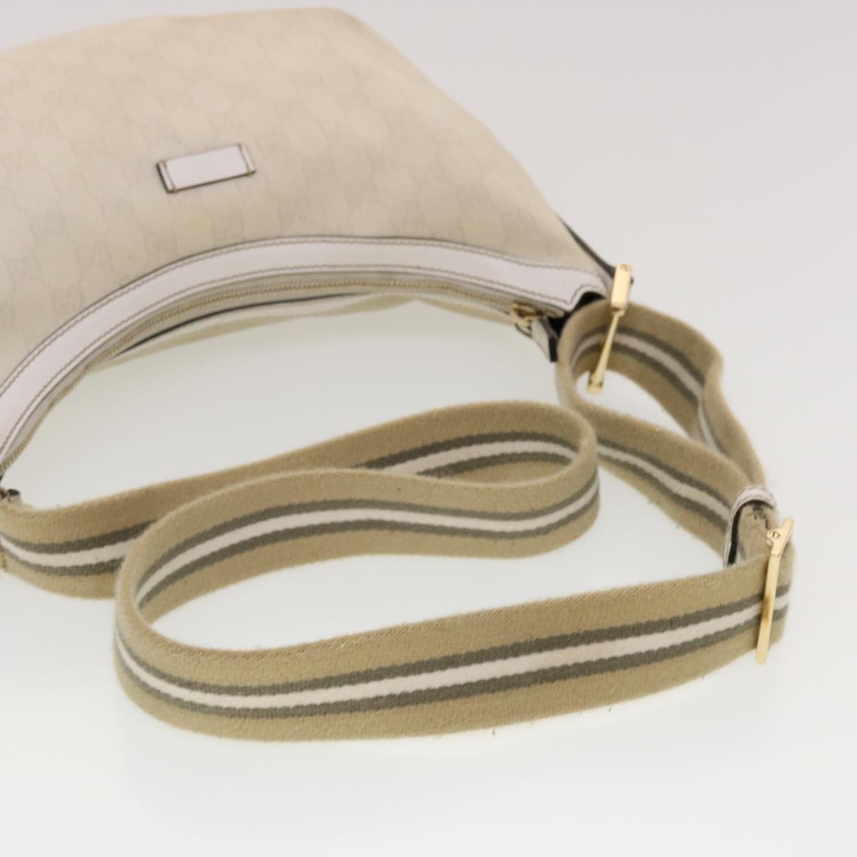 GUCCI GG Canvas Sherry Line Shoulder Bag White Green 181092 42713