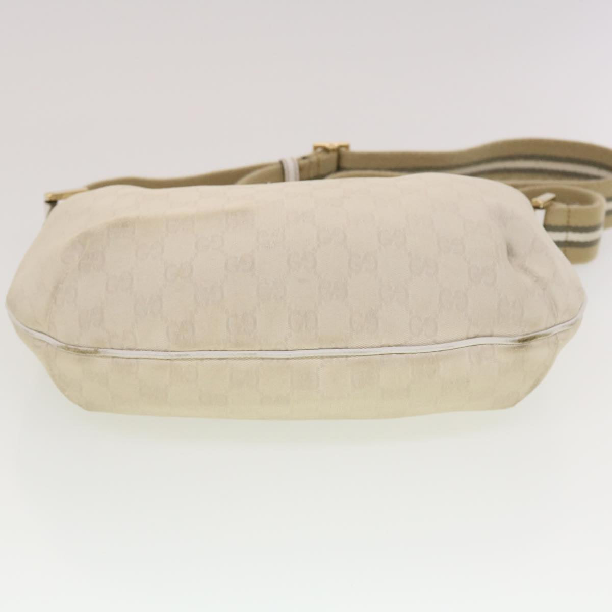 GUCCI GG Canvas Sherry Line Shoulder Bag White Green 181092 42713