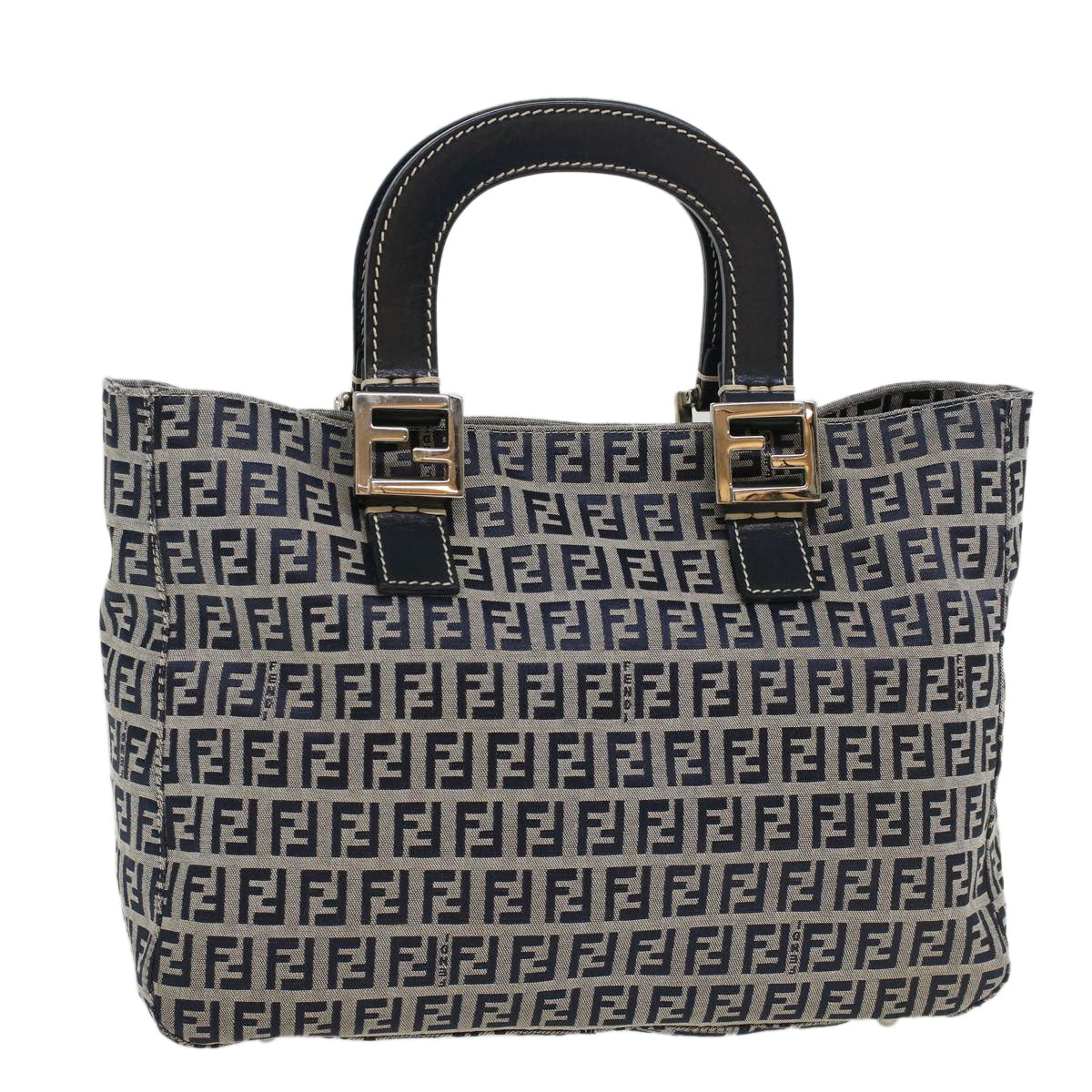 FENDI Zucchino Canvas Hand Bag Navy 42994