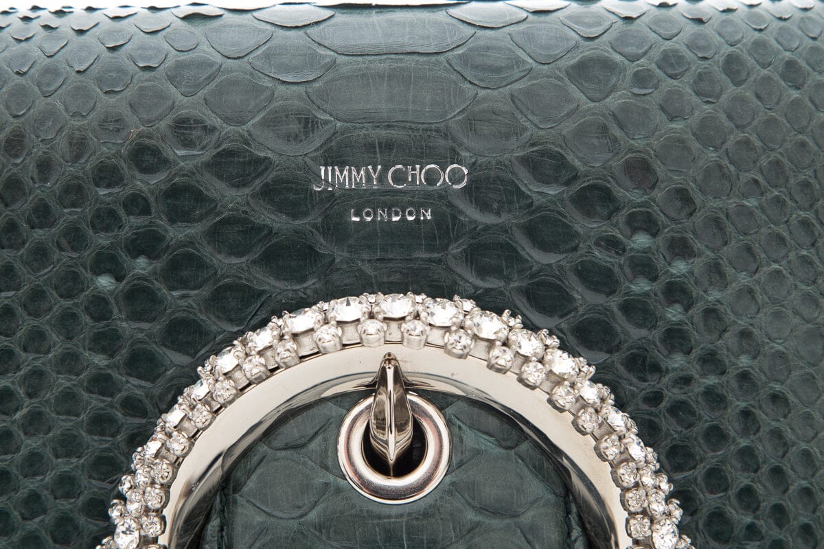 Jimmy Choo Teal Python Skin Madeline Handbag